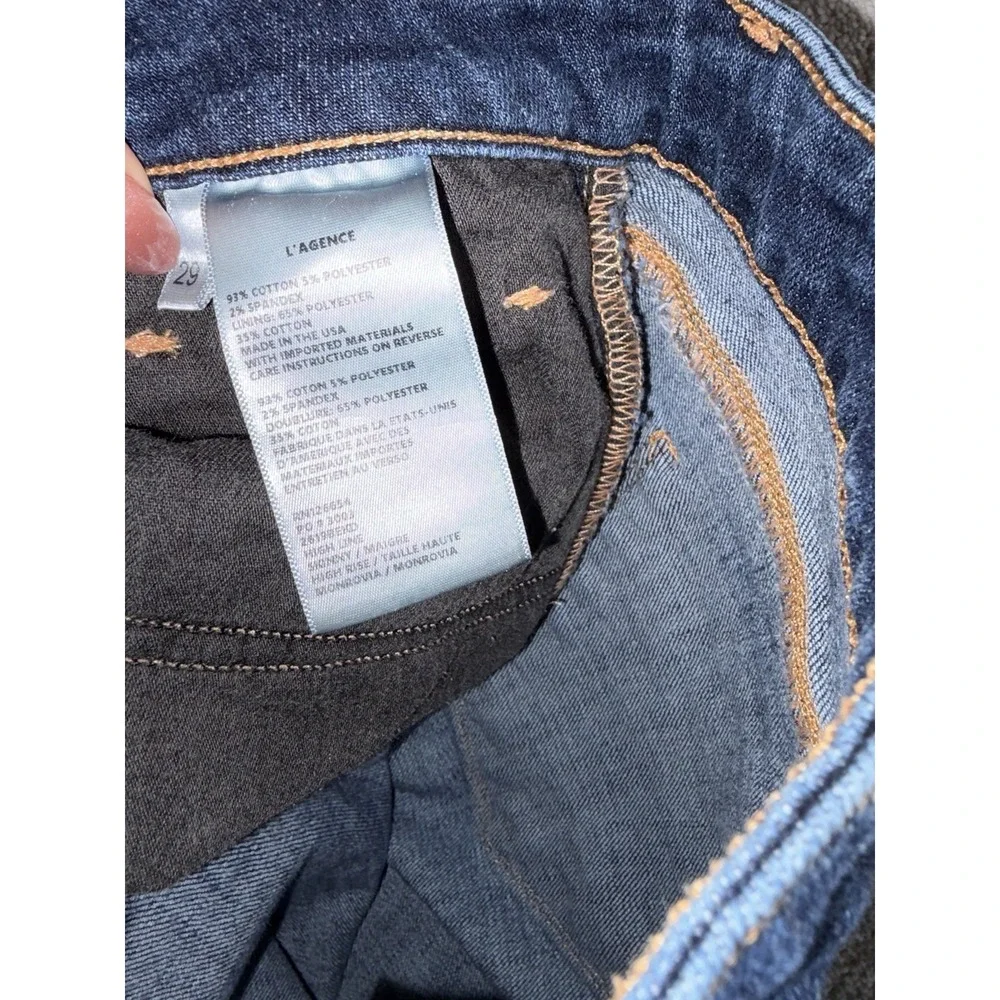 L'Agence High Line‎ Distressed Skinny Jeans Fringe Hem Blue Sz 29